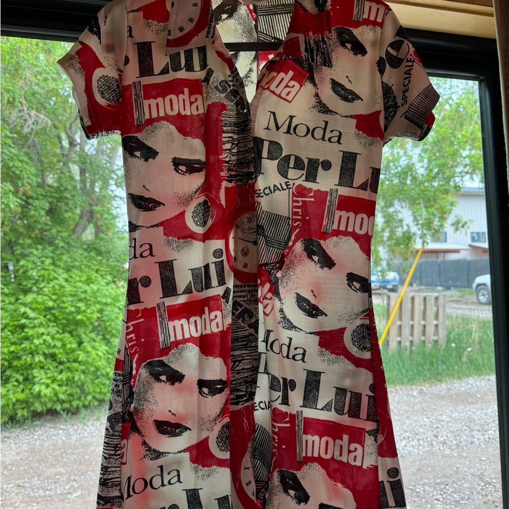 Graphic Print Red and Black Dress